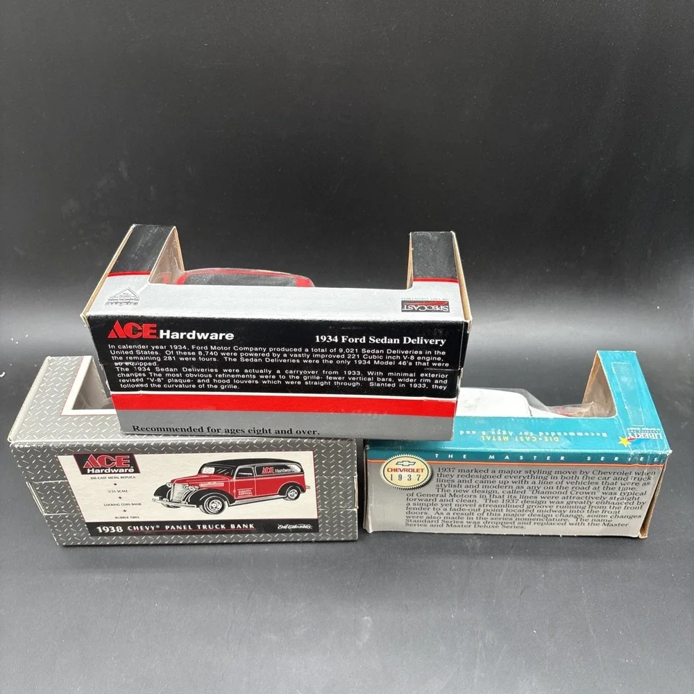 Lot of 3 Ertl & Spec Cast ACE Hardware Chevy Coin Banks 1938 + 1937 NIB